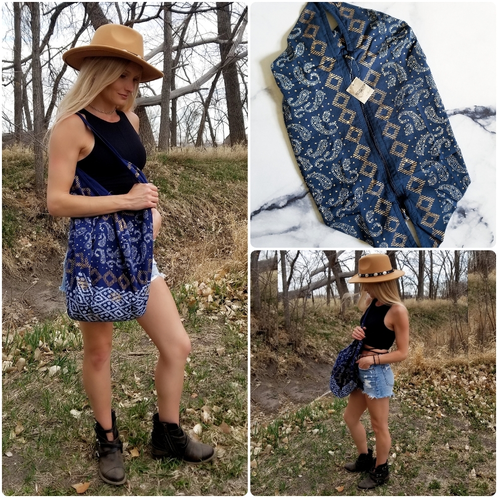 NWT Boho Slouchy Shoulder Bag in Eight Miles High